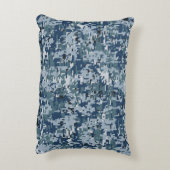 ネイビーブルーデジタルピクセルカモフラージデコール アクセントクッション (裏面(縦))