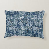 ネイビーブルーデジタルピクセルカモフラージデコール アクセントクッション (裏面)