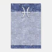 ネイビーブルーデジタル〔占星術の〕十二宮図上の魚座迷彩柄 ポストイット (正面)