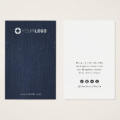 ネイビーブルーデニムカスタムロゴのイヤリングディスプレイ (正面&裏面)