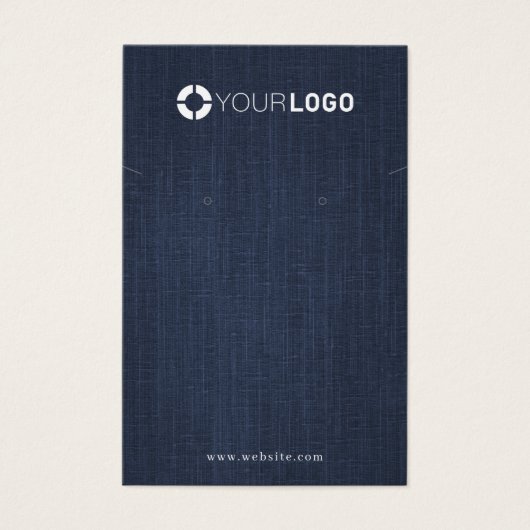 ネイビーブルーデニムカスタムロゴのイヤリングディスプレイ (正面)