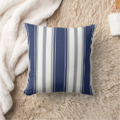 ネイビーブルーデニム淡い色のグレーストライプパターン | クッション (ブランケット)