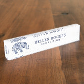 ネイビーブルートライバルペイズリーゾウ デスクネームプレート (側面)