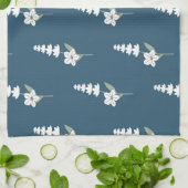 ネイビーブルートロピカルボタニカルフローラ春夏 キッチンタオル (折り畳み)