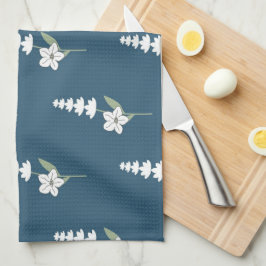 ネイビーブルートロピカルボタニカルフローラ春夏 キッチンタオル