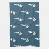 ネイビーブルートロピカルボタニカルフローラ春夏 キッチンタオル (縦)