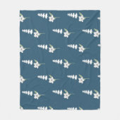 ネイビーブルートロピカルボタニカルフローラ春夏 フリースブランケット (正面)