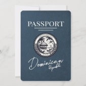 ネイビーブルードミニカ共和国パスポ結婚ート 招待状 (裏面)