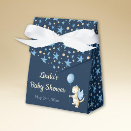 ネイビーブルードラゴンとバルーンをテーマにしたベビーシャワー フェイバーボックス