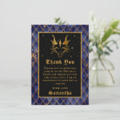 ネイビーブルードラゴンはかりで測金ゴールドフェイクグリッター誕生日 サンキューカード (スタンド正面)