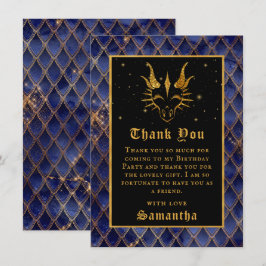 ネイビーブルードラゴンはかりで測金ゴールドフェイクグリッター誕生日 サンキューカード