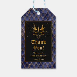 ネイビーブルードラゴンはかりで測金ゴールド誕生日ありがとう ギフトタグ