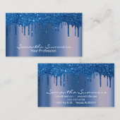 ネイビーブルードリップスメタルルックユニークカスタム 名刺 (正面/裏面)