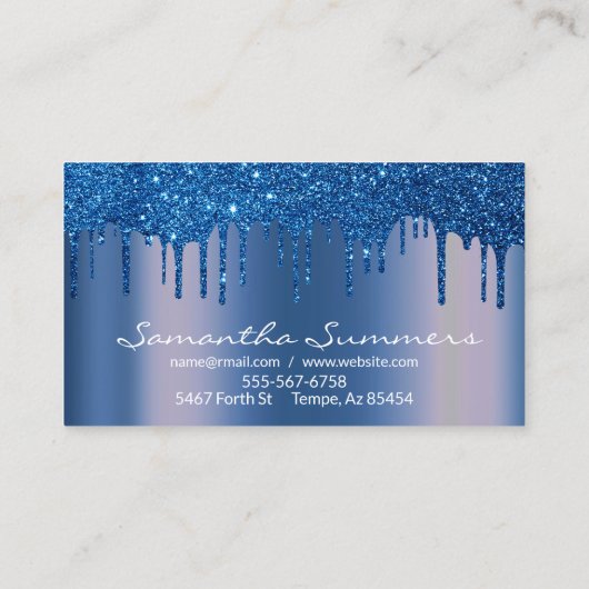 ネイビーブルードリップスメタルルックユニークカスタム 名刺 (裏面)