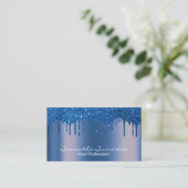 ネイビーブルードリップスメタルルックユニークカスタム 名刺 (スタンド正面)