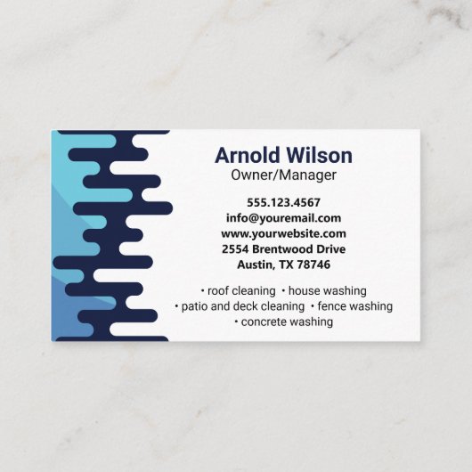 ネイビーブルードリップパワーウォッシュハウスクリーニング 名刺 (裏面)