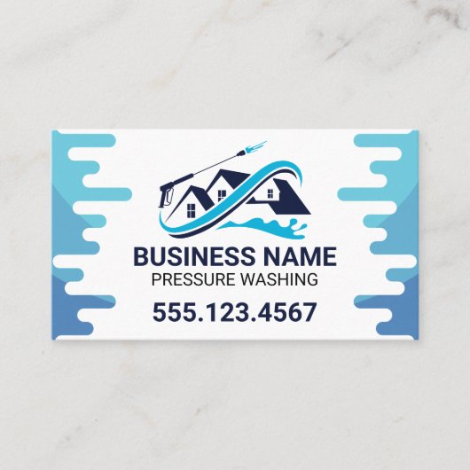 ネイビーブルードリップパワーウォッシュハウスクリーニング 名刺 (正面)