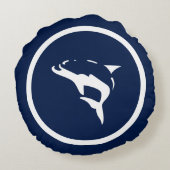 ネイビーブルードルフィンとスキューバダイバー航海の ラウンドクッション (裏面)