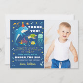 ネイビーブルードルフィンアンダーザシー誕生日写真 サンキューカード (正面)