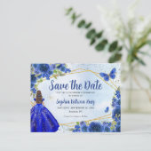 ネイビーブルードレスフローラクインセアニラ日付を保存 ポストカード (スタンド正面)