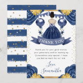 ネイビーブルードレスブルネットプリンセスキンセアニェラ サンキューカード (正面/裏面)