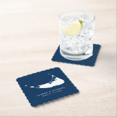 ネイビーブルーナンタケットアイランドマップウェディングレセプション ペーパーコースター (インサイチュ)