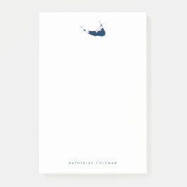 ネイビーブルーナンタケットアイランドマップモノグラム ポストイット