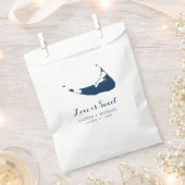 ネイビーブルーナンタケットアイランドマップ結婚式の引き出物バッグ フェイバーバッグ (クリップ留めされた状態)