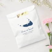 ネイビーブルーナンタケットアイランドマップ結婚式の引き出物バッグ フェイバーバッグ (封をした状態)