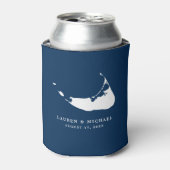 ネイビーブルーナンタケットアイランドマップ結婚式の引き出物 缶クーラー (缶正面)