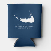 ネイビーブルーナンタケットアイランドマップ結婚式の引き出物 缶クーラー (正面)