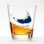ネイビーブルーナンタケットアイランドマップ金ゴールド結婚ハート ショットグラス