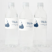 ネイビーブルーナンタケット島の地図結婚と ペットボトルラベル (ボトル)