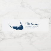 ネイビーブルーナンタケット島の地図結婚と ペットボトルラベル (シングルラベル)