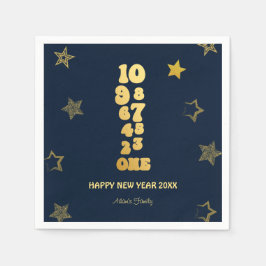 ネイビーブルーニューイヤーイブパーティー スタンダードカクテルナプキン