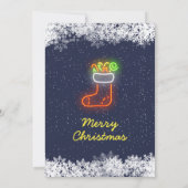 ネイビーブルーネオンスノーフレーククリスマスホリデーパーティー 招待状 (裏面)