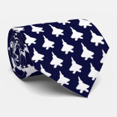 ネイビーブルーネックタイのF-22ラプターホワイトシルエット ネクタイ (ロール)