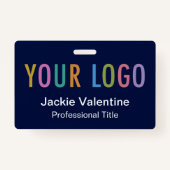 ネイビーブルーネームバッジ(ロゴクリップリール付き) バッジ (正面)