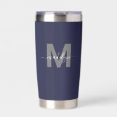 ネイビーブルーネームモノグラム 保温保冷タンブラー (正面)