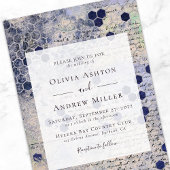 ネイビーブルーハニカム結婚フローラ 招待状