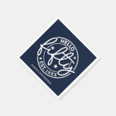 ネイビーブルーハローフィフティ50誕生日 スタンダードカクテルナプキン (角)