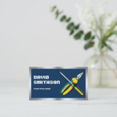 ネイビーブルーハンドマニー修理ツール電気技師 名刺 (スタンド正面)