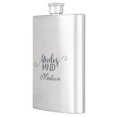 ネイビーブルーハンドレタフォント結婚ズの花嫁 フラスク (左)