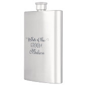 ネイビーブルーハンドレタードおもしろい母の新郎 フラスク (左)