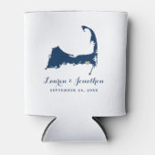 ネイビーブルーハーウィッチポートケープコッド金ゴールド結婚ハート 缶クーラー (正面)