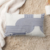 ネイビーブルーバウハウスデザインオンクリーム ランバークッション (ブランケット)