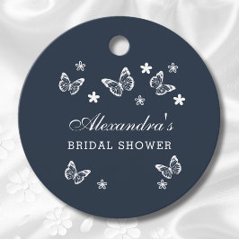 ネイビーブルーバタフライブライダルシャワーありがとう フェイバータグ