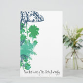 ネイビーブルーバタフライ&パームツリーステーショナリー 便箋 (スタンド正面)