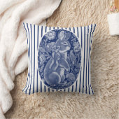 ネイビーブルーバニーラビットウォーターカラーストライプキュートおもしろい クッション (ブランケット)