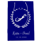 ネイビーブルーバミューダ結婚マップの歓迎スワッグ ミディアムペーパーバッグ (正面)